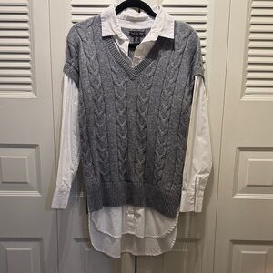 Rachel Zoey Gray Cable Knit Sweater Vest